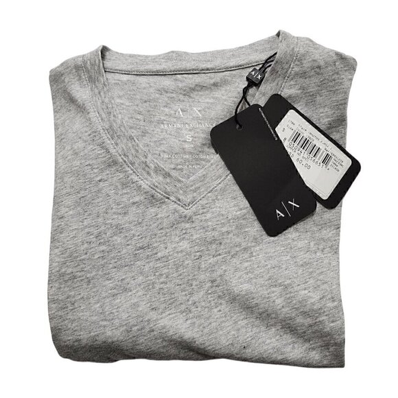 Armani Exchange Men's Long Sleeve T-Shirt Slim Fit V-Neck Gray Heather Small - Picture 6 of 7